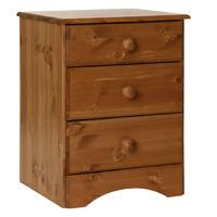 stockholm pine 3 drawer bedside