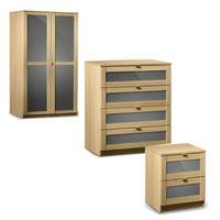 Strada 2 Door Wardrobe with One 2 Drawer Bedside and 4 Drawer Chest