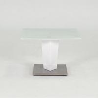 Stella Lamp Table In Frosted Glass With White Gloss Metal Base