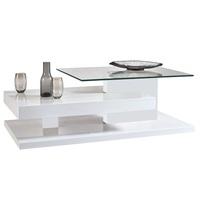 Stroma Coffee Table In White High Gloss With Glass Top