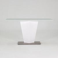 stella console table in frosted glass and white gloss metal base