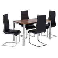 Stuman Small Walnut Rectangular Dining Table And 4 Dining Chairs