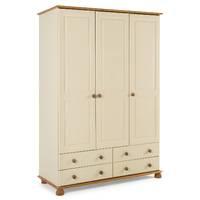 Steens Richmond 3 Door, 4 Drawer Wardrobe in Cream and Pine