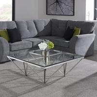 Stirling Square Glass Coffee Table Polished Stainless Steel Base