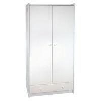 steens glossy white 2 door 1 drawer tall wardrobe