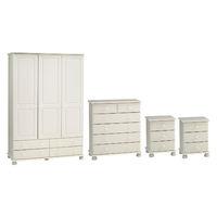 Steens Richmond 3 Door 4 Drawer Wardrobe, 2 plus 4 Drawer Chest and 2 x 3 Drawer Bedside Set in White