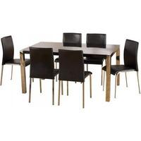 stefan hi gloss black dining table 6 black pvc chrome chairs