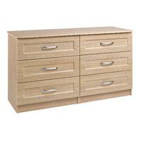 staccato 6 drawer wide chest oak