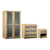 Strada 2 Door Wardrobe with One 2 Drawer Bedside and 3 Drawer Chest