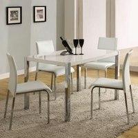 Stefan High Gloss White Dining Table And 4 Chairs