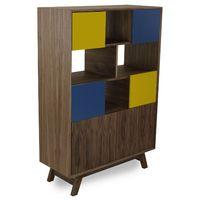 Stone Butterfly Walnut Bookshelf Blue and Yellow