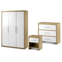 stockholm 3 door hanging wardrobe 3 drawer chest and bedside set