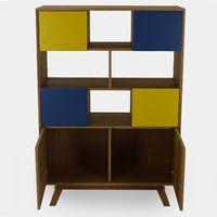 Stone Butterfly Oak Bookshelf Blue and Yellow