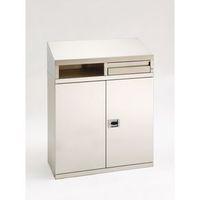 STAINLESS STEEL DESK UNITS WITH DRAWER AND CABINET