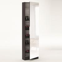 Steiner Mirrored Shoe Cabinet In White And Ebony