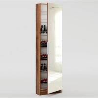 steiner mirrored shoe cabinet in merano walnut with 1 door