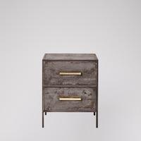 Stepney bedside table in weathered steel