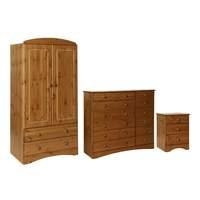 Stockholm 2 Door 2 Drawer Combi Robe, 3 Drawer Bedside and 6 Plus 6 Drawer Chest