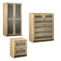 Strada 2 Door Wardrobe with One 2 Drawer Bedside and 4 plus 2 Chest Drawer