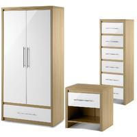 stockholm 2 door combi wardrobe 6 drawer chest and bedside set