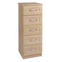 Staccato 5 Drawer Tall Boy Narrow Chest Oak