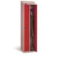 STANDARD TWIN LOCKER WITH SLOPING TOP BODY/DOOR COLOUR SILVER /RED