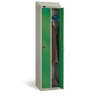 STANDARD TWIN LOCKER WITH SLOPING TOP BODY/DOOR COLOUR SILVER /GREEN