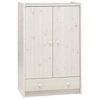 steens whitewash 2 door 1 drawer wardrobe