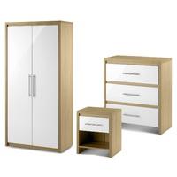 stockholm 2 door hanging wardrobe 3 drawer chest and bedside set
