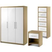 stockholm 3 door hanging wardrobe 6 drawer chest and bedside set
