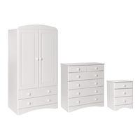 Stockholm 2 Door 2 Drawer Combi Robe, 3 Drawer Bedside and 2 Plus 4 Drawer Chest