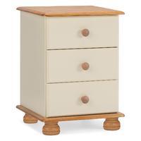 steens richmond 3 drawer bedside in cream and pine