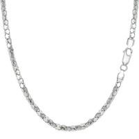 Sterling Silver Rhodium Plated Popcorn Rope Chain Necklace, 2.2mm