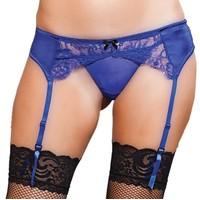 STM Eye Catching Stretch Satin & Lace garter belt (STM9759) Lingerie Colours: Blue / Lingerie Size: S/M