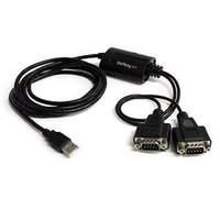 startech 2 port ftdi usb to serial rs232 adapter cable with com retent ...