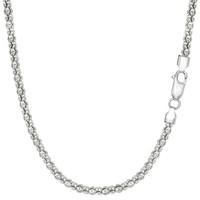 sterling silver rhodium plated fancy popcorn rope chain necklace 25mm