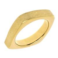 Sterling Silver With Yellow Plating Square Look Design Stardust Finish Ring