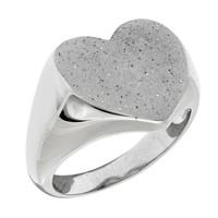 Sterling Silver Heart Design Stardust Finish Ring