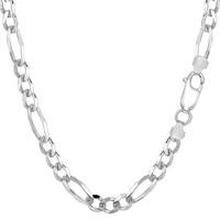 sterling silver rhodium plated figaro chain necklace 57mm