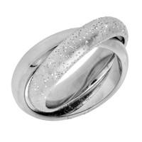 Sterling Silver Double Band Design Stardust Finish Ring