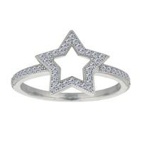 Sterling Silver Open Star With Cubic Zirconia Ring