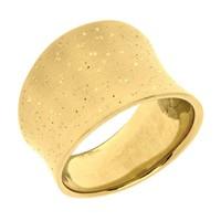 Sterling Silver With Yellow Plating Concave Design Stardust Finish Ring