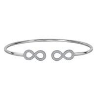 sterling silver double cz infinity ends bracelet cuff