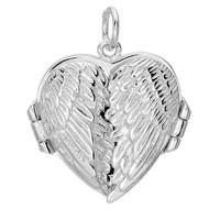 sterling silver with rhodium finish heart pendant locket with double w ...