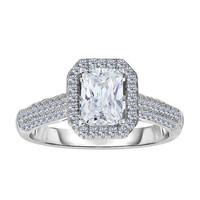 Sterling Silver With Radiant Center And Cubic Zirconia Engagement Ring