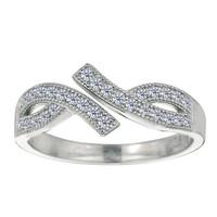 Sterling Silver Micropave With CZ By Pass Style Adjustable Toe Ring