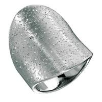 Sterling Silver Graduated Saddle Back Type Stardust Finish Ring