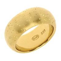 Sterling Silver With Yellow Plating Half Round Design Stardust Finish Ring