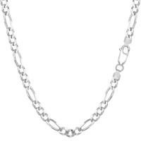 sterling silver rhodium plated figaro chain necklace 37mm