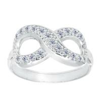 sterling silver infinity design and cubic zirconia ring